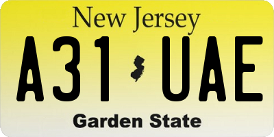 NJ license plate A31UAE