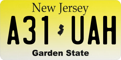NJ license plate A31UAH
