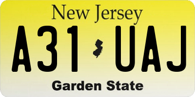 NJ license plate A31UAJ