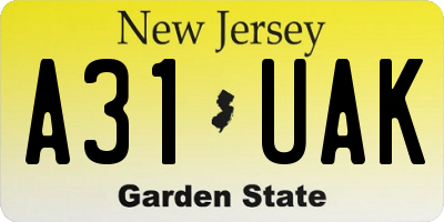 NJ license plate A31UAK
