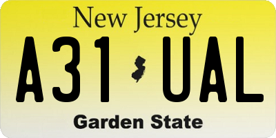 NJ license plate A31UAL