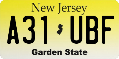 NJ license plate A31UBF