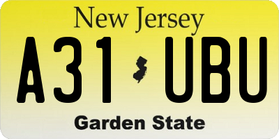 NJ license plate A31UBU
