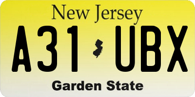 NJ license plate A31UBX