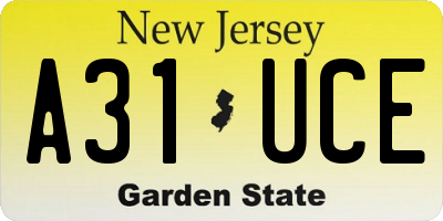 NJ license plate A31UCE