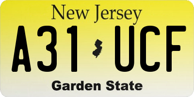 NJ license plate A31UCF