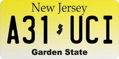 NJ license plate A31UCI