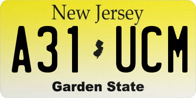 NJ license plate A31UCM