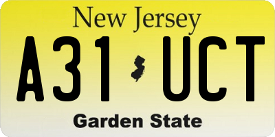 NJ license plate A31UCT