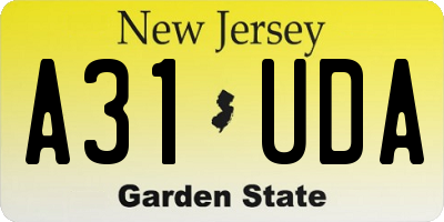 NJ license plate A31UDA