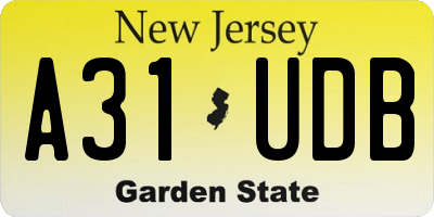 NJ license plate A31UDB