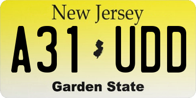 NJ license plate A31UDD