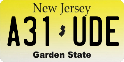 NJ license plate A31UDE