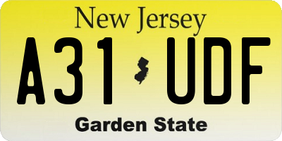 NJ license plate A31UDF