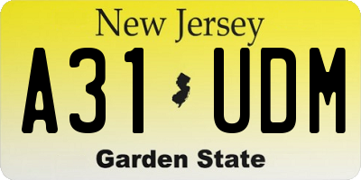 NJ license plate A31UDM