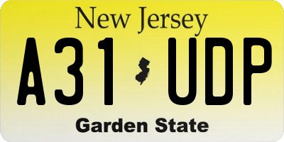 NJ license plate A31UDP