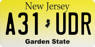 NJ license plate A31UDR