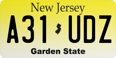 NJ license plate A31UDZ