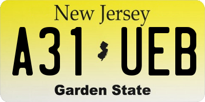 NJ license plate A31UEB