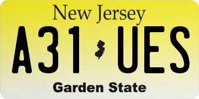NJ license plate A31UES