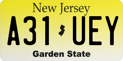 NJ license plate A31UEY