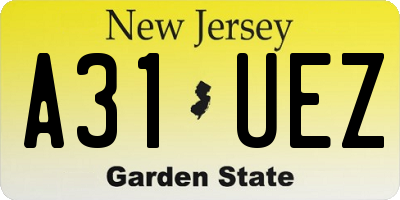NJ license plate A31UEZ