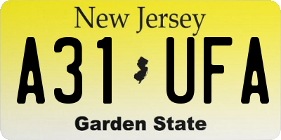 NJ license plate A31UFA