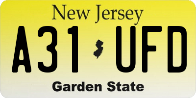 NJ license plate A31UFD