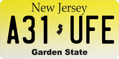 NJ license plate A31UFE