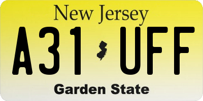 NJ license plate A31UFF