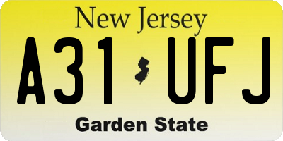 NJ license plate A31UFJ