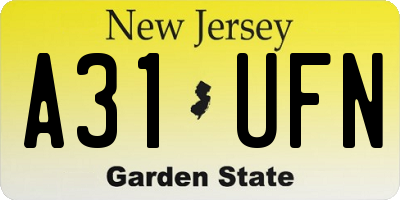 NJ license plate A31UFN