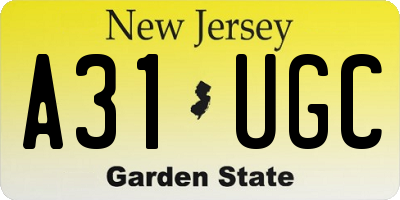 NJ license plate A31UGC