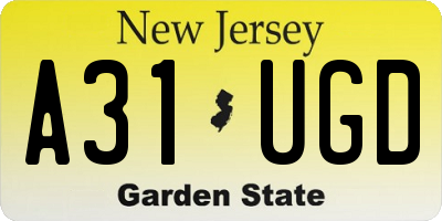 NJ license plate A31UGD