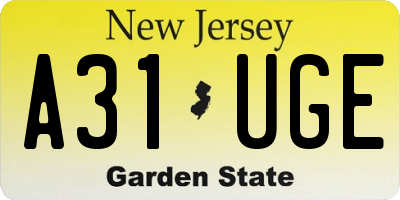 NJ license plate A31UGE