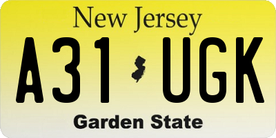 NJ license plate A31UGK