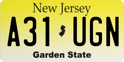 NJ license plate A31UGN