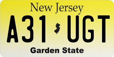 NJ license plate A31UGT