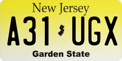 NJ license plate A31UGX