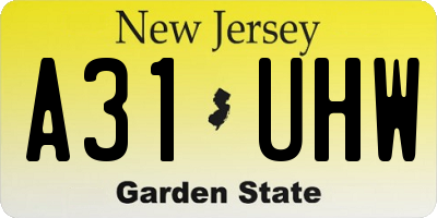 NJ license plate A31UHW