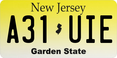 NJ license plate A31UIE