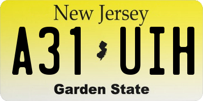 NJ license plate A31UIH