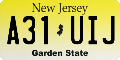 NJ license plate A31UIJ