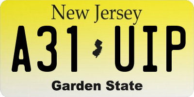 NJ license plate A31UIP