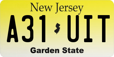 NJ license plate A31UIT