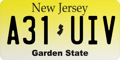 NJ license plate A31UIV