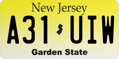 NJ license plate A31UIW