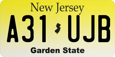 NJ license plate A31UJB