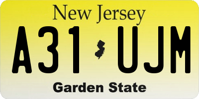 NJ license plate A31UJM