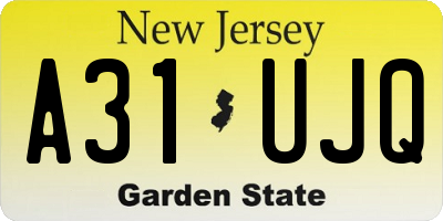 NJ license plate A31UJQ